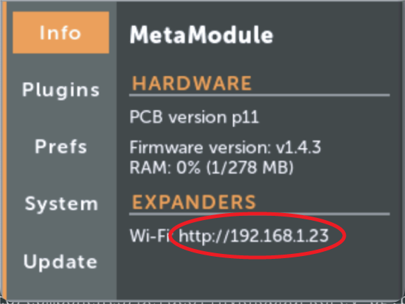 Settings WiFi IP情報