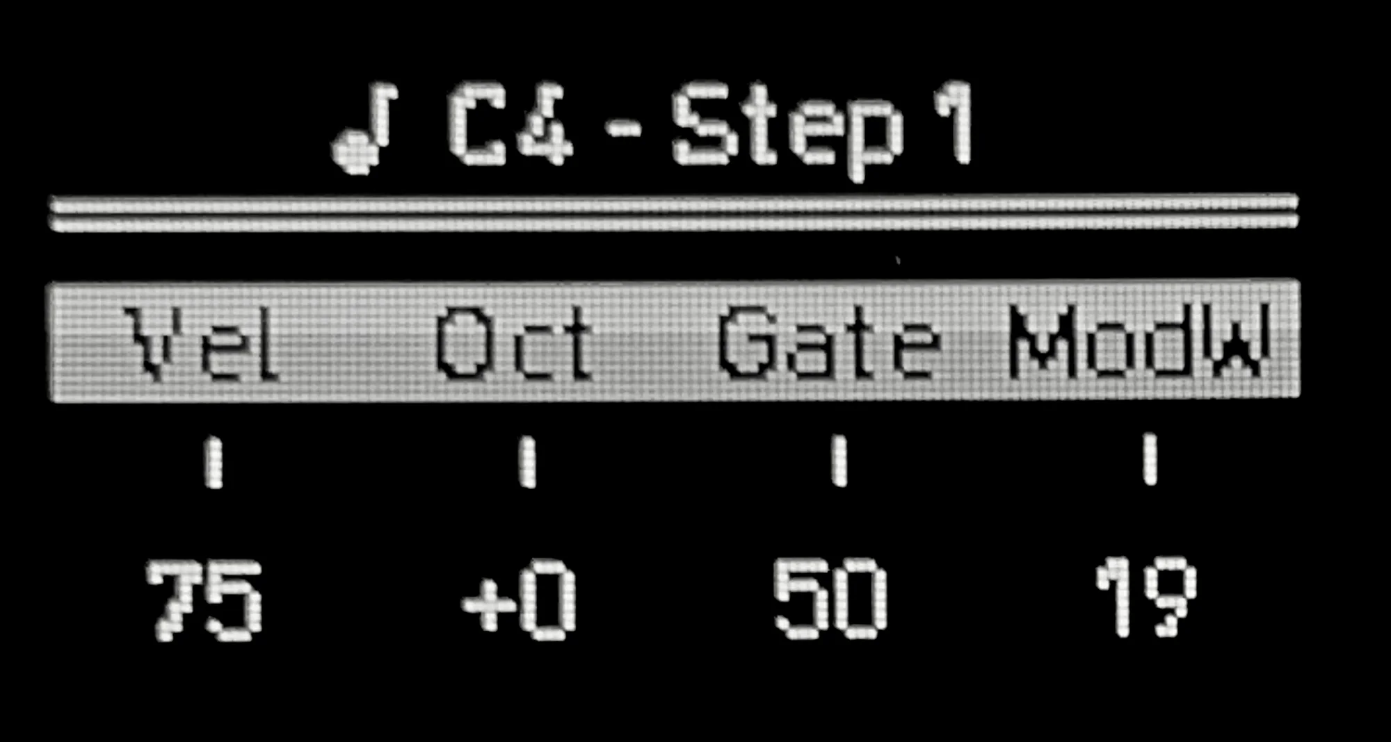 Display showing note settings