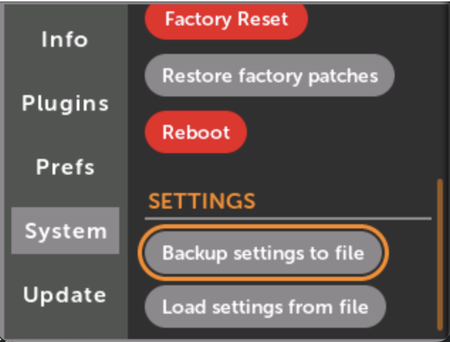 設定のバックアップ/リストア