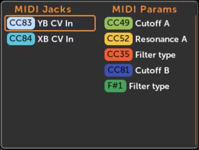 MIDIマップリスト