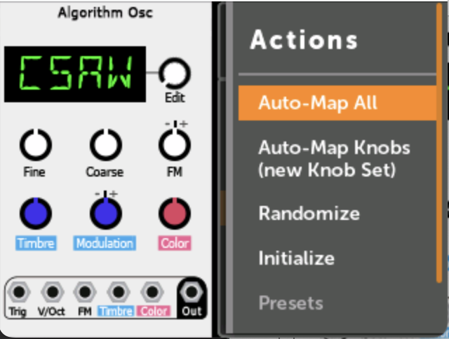 モジュールアクションメニュー