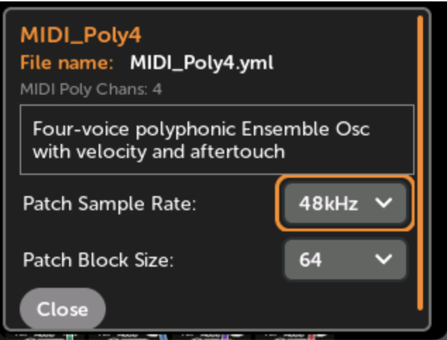 パッチ情報 オーディオ設定