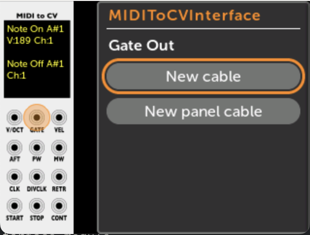 RackCore MIDI-CVジャック